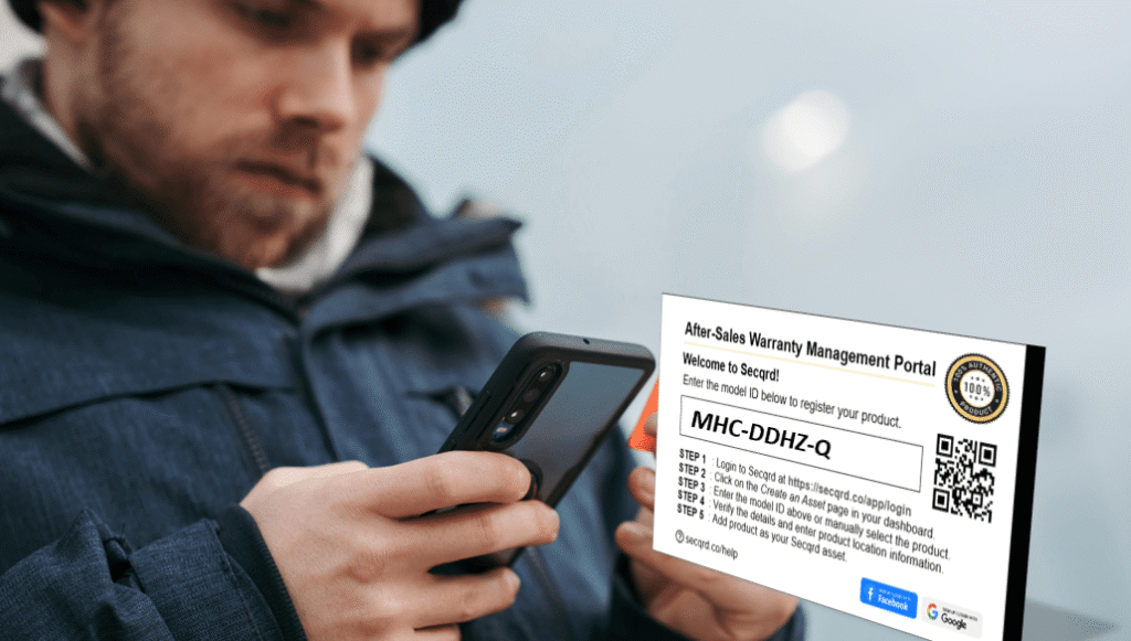 Using a warranty card with QR code enables easier device e-registration by buyer.